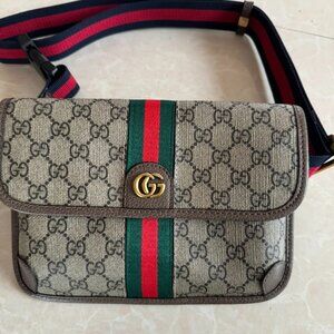 Authentic Gucci Ophidia GG waist bag, brown
